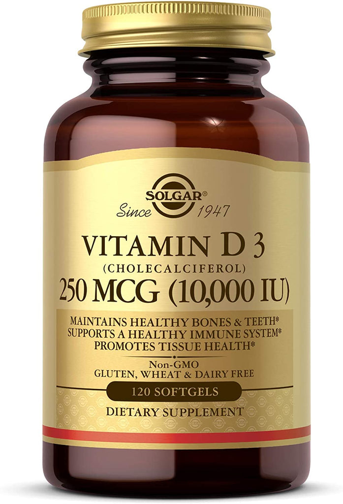 Solgar Vitamin D3 (Cholecalciferol) 250 MCG (10,000 IU), 120 Softgels