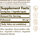 Solgar Policosanol 20 mg, 100 Vegetable Capsules