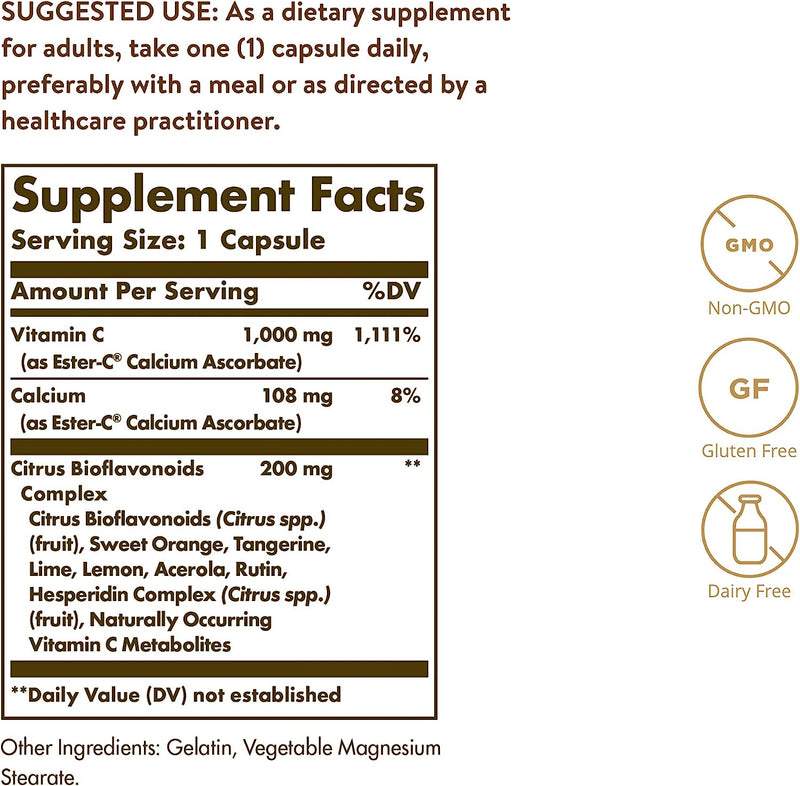 Solgar Ester-C Plus 1000 mg Vitamin C with Citrus Bioflavonoids - 50 Capsules