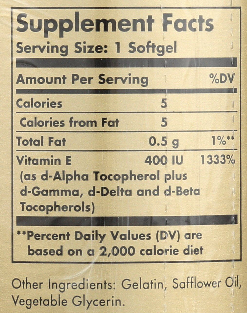 Solgar Vitamin E 400 IU, 100 Softgels