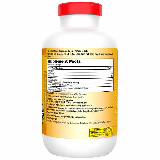 Kirkland Signature Fish Oil 1000 mg., 400 Softgels