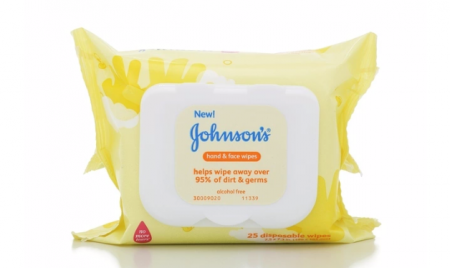 JOHNSON'S Hand & Face Wipes 25 Each (1 Pack)