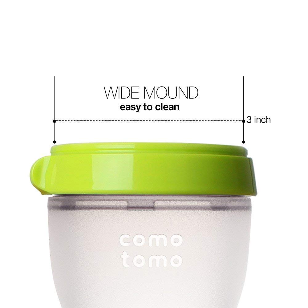 Comotomo Natural Feel Baby Bottle, Anti-Colic Nipple for Newborns, Slow Flow, Green, 5 Ounce, 2 Count