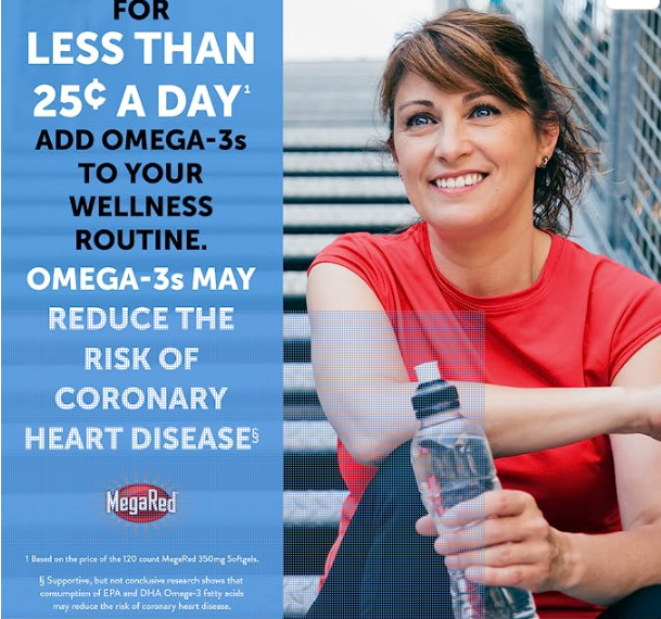 MegaRed Krill Oil 350mg Omega 3 Supplement with EPA, DHA, Astaxanthin & Phopholipids, Supports Heart, Brain, Joint and Eye Health, No Fish Oil Aftertaste - 120 Softgels (120 servings)