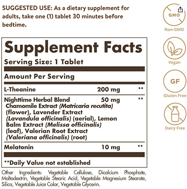 Solgar Triple Action Sleep, 30 Tri-Layer Tablets - Time-Release Melatonin & L-Theanine Plus Herbal Blend - Helps You Relax, Fall Asleep Fast - Non-GMO, Gluten Free - 30 Servings