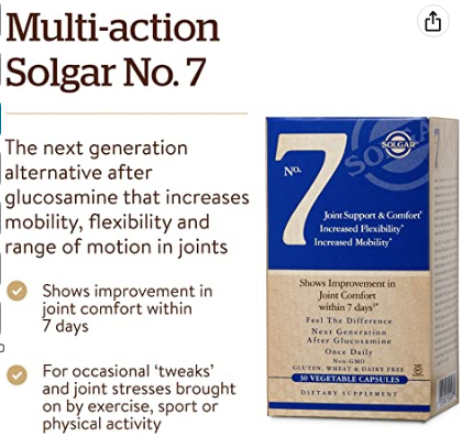 Solgar No. 7, 30 Vegetable Capsules - Joint Support & Comfort - Increased Mobility & Flexibility - Supplement for Men & Women - with Ester-C Vitamin C - Gluten Free, Non GMO, Dairy Free - 30 Servings