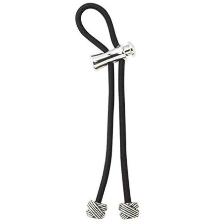 Pulleez Sliding Ponytail Holder, Silver Knot Charms with Black Elastic Hair Tie, Can Wear as Bracelet, No Hair Breakage or Bumps  (1 Pack)
