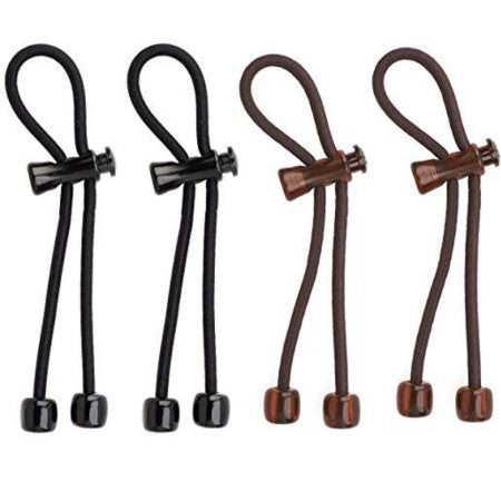 Pulleez Set of 4 Sliding Ponytail Holders, Elastic Hair Tie (Brown/Black), Hair Accessory, No Hair Breakage, Can be Worn as Bracelet, (1 Pack)