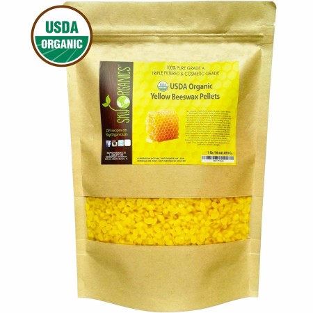 Sky Organics  Organic Yellow Beeswax Pellets - 3 x Filtered, Easy Melt Pastilles- for DIY, Candles, Skin Care, Lip Balm, 1 lb 1  ea (1 Pack)