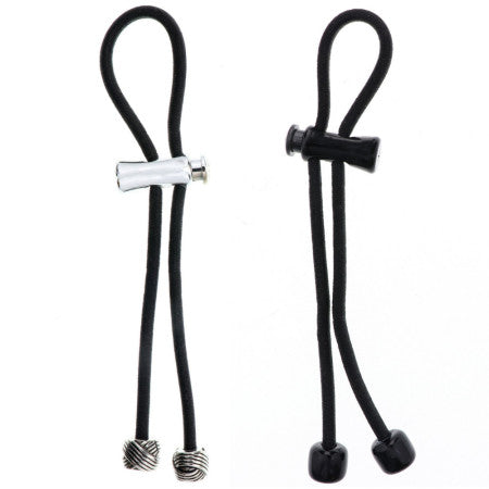 Pulleez Knot Charm 2 Pack- Silver Knot Charm with Black Elastic, Black Acrylic with Black Elastic-Sliding Ponytails Holders, 1 ea- (1 Pack)