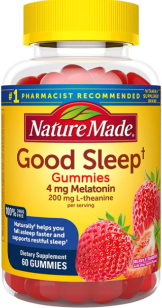 Nature Made Good Sleep Gummies, 4mg Melatonin + 200 mg L-theanine, 60 Count