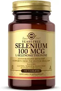 Solgar Yeast-Free Selenium 100 mcg, 100 Tablets - Supports Antioxidant & Immune System Health - Non-GMO, Vegan, Gluten Free, Dairy Free, Kosher - 100 Servings