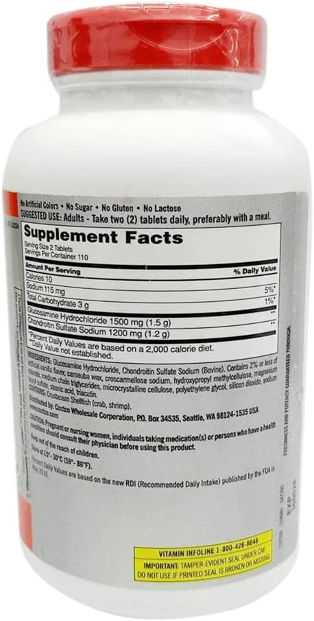 Kirkland Signature Extra Strength Glucosamine 1500mg/Chondroitin 1200mg Sulfate 220 Tablets (Pack of 2)