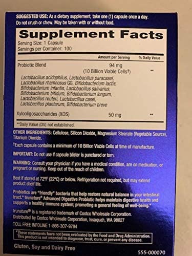 Trunature Digestive Probiotic Capsules 100 Count ( 2 Pack )