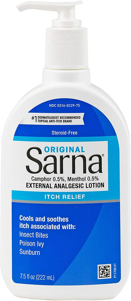 Sarna Original Steroid-Free Anti-Itch Lotion, Relief for Dry Irritated Skin, Insect Bites, Sunburns, and Poison Ivy - 7.5 oz