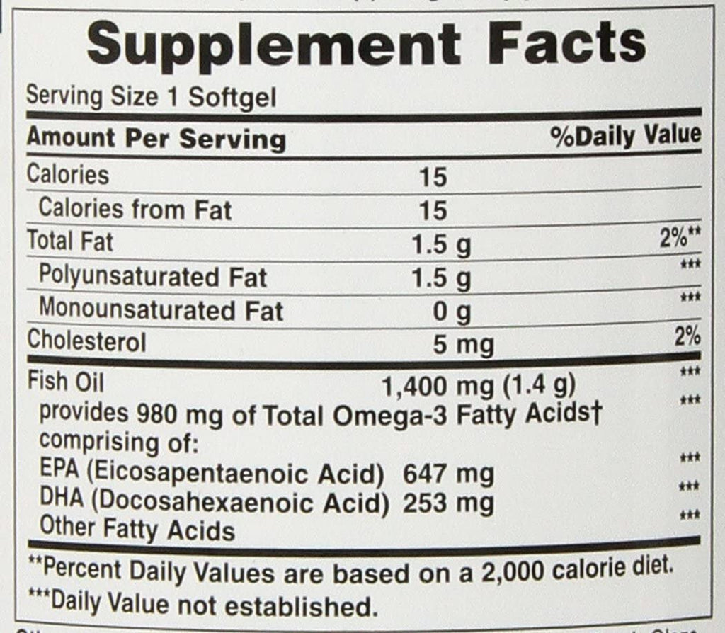 Nature's Bounty Fish Oil 1400 Mg 130 Softgels