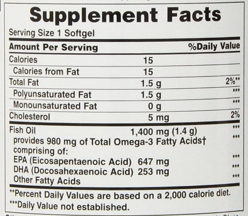 Nature's Bounty Fish Oil 1400 Mg 130 Softgels