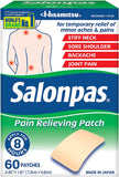 Salonpas Pain Relieving Patch for Back, Neck, Shoulder, Knee Pain and Muscle Soreness - 8 Hour Pain Relief - 60 Count