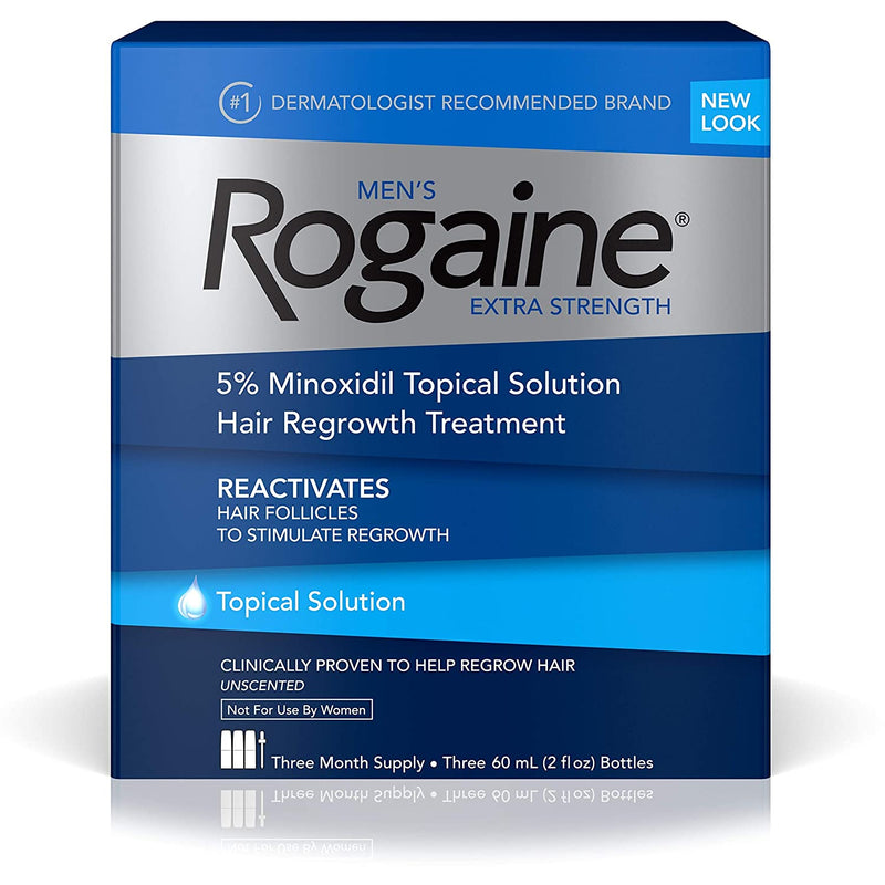 Men's Rogaine Hair Regrowth Treatment, Extra Strength (3 Month Supply, Three 60 ml Bottles)