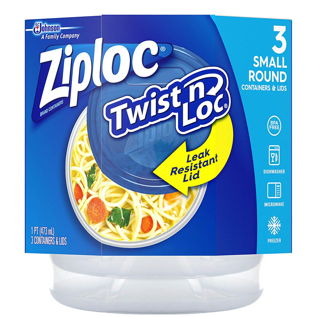 Ziploc Twist 'n Loc Containers Small Round, 3 Count