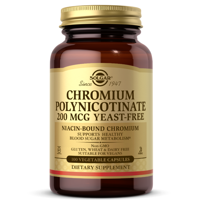 SOLGAR CHROMIUM POLYNICOTINATE 200 MCG VEGETABLE CAPSULES