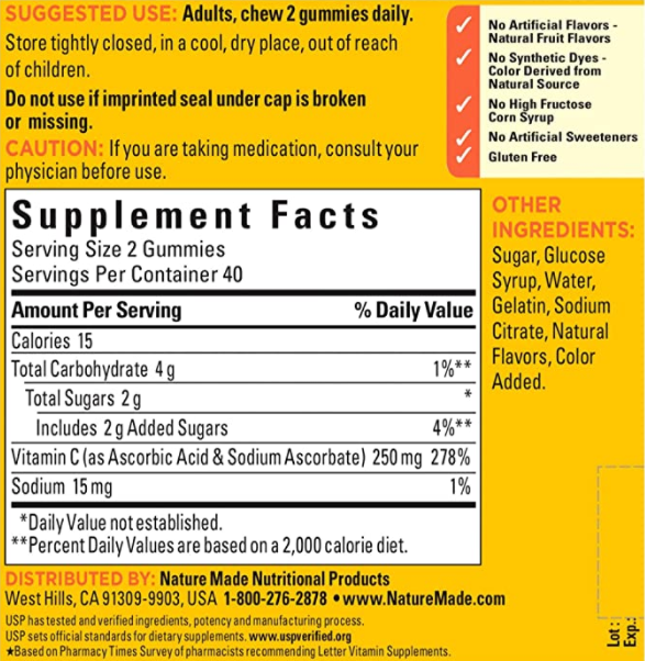 Nature Made Vitamin C 250 mg (80 Gummies)
