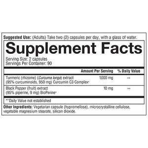 Youtheory Turmeric Extra Strength Formula Capsules 1,000 mg per Daily, 180 Count (Pack of 1)