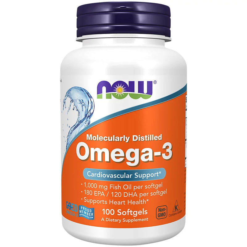 NOW Foods Omega-3 Molecularly Distilled 1000 MG (100 Softgels)