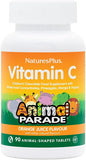 NaturesPlus Animal Parade Vitamin C Children's Chewable - Natural Orange Juice Flavor - 90 Animal-Shaped Tablets - Vegan, Vegetarian, Gluten Free