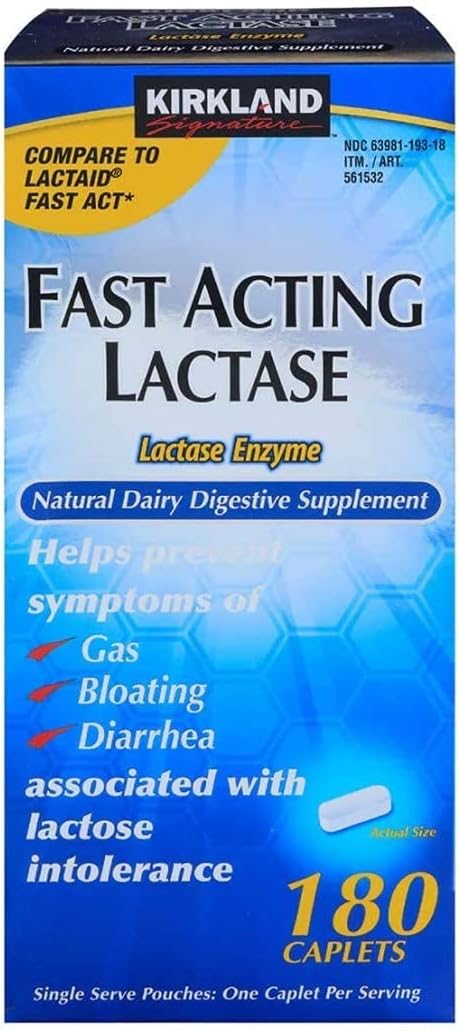 Kirkland Signature Fast Acting Lactase - 180 Caplets