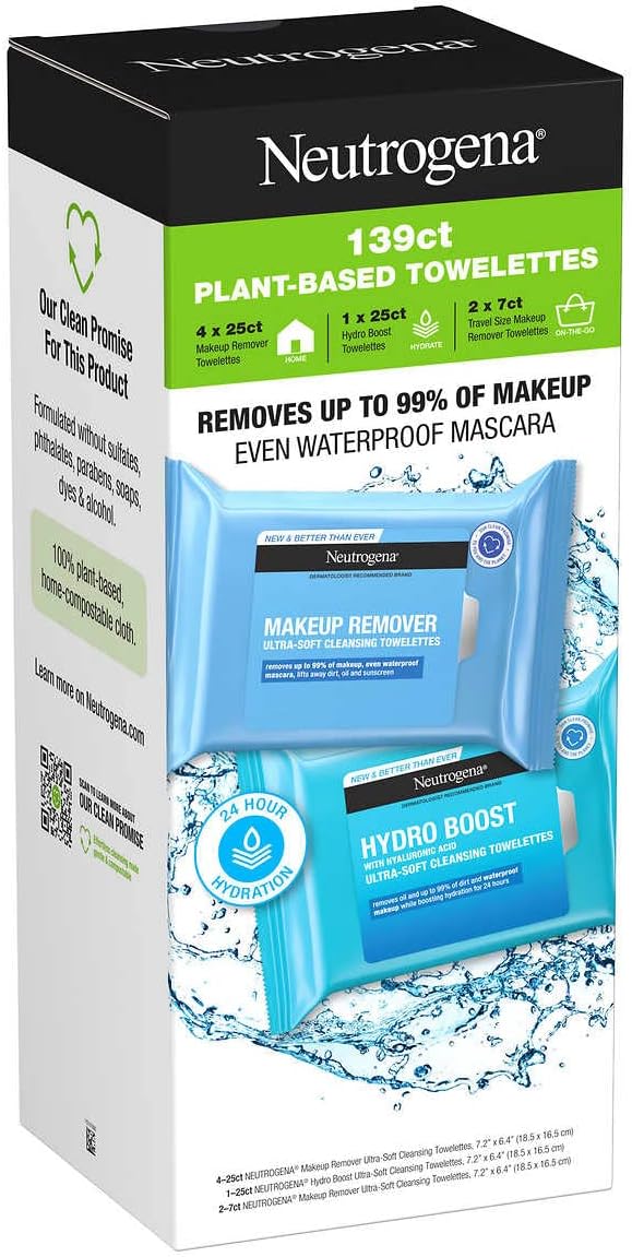 Neutrogena Makeup Remover And Hydro Boost Ultra-Soft Cleaning Towelettes, 139 CT