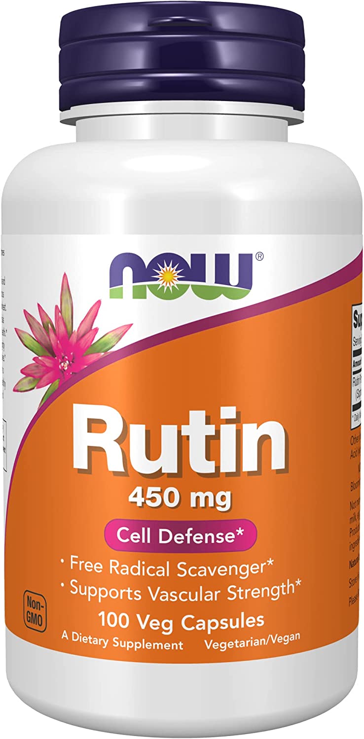 NOW Supplements, Rutin (Sophora japonica) 450 mg, Free Radical Scavenger*, Cell Defense*, 100 Veg Capsules
