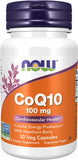 NOW Supplements, CoQ10 100 mg with Hawthorn Berry, Pharmaceutical Grade, All-Trans Form produced by Fermentation, 30 Veg Capsules