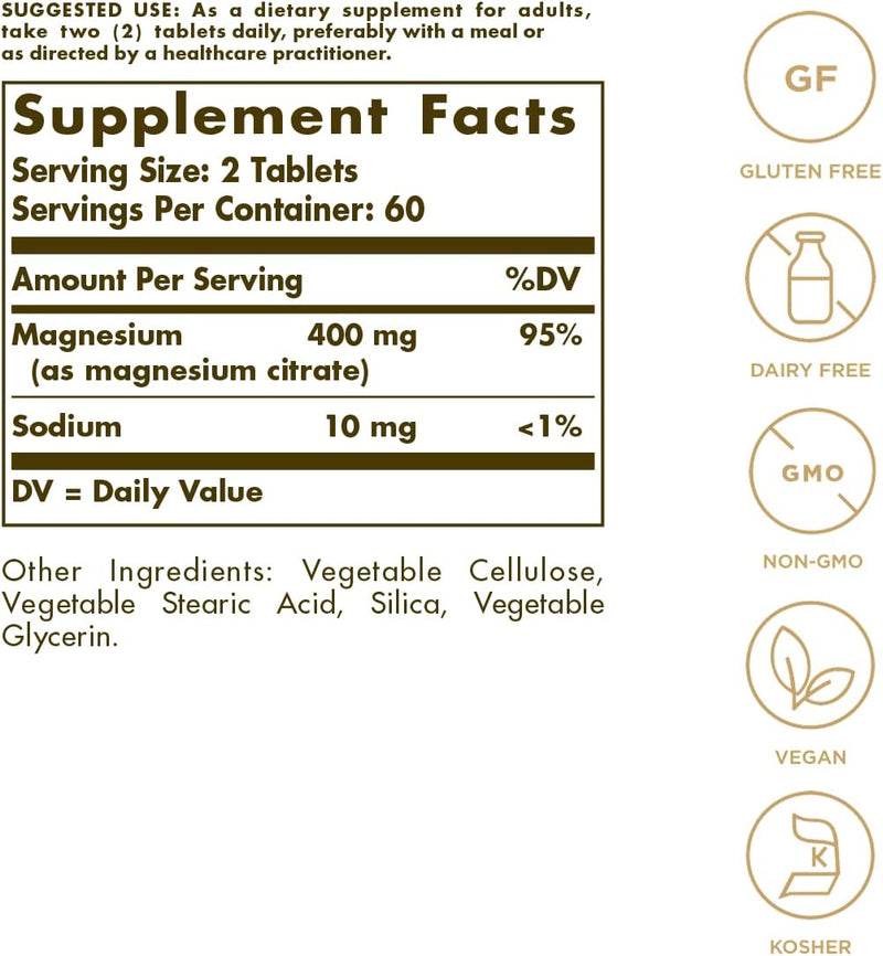 Solgar Magnesium Citrate, 120 Tablets