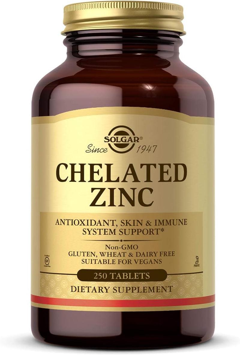 Solgar Chelated Zinc, 250 Tablets - Zinc for Healthy Skin