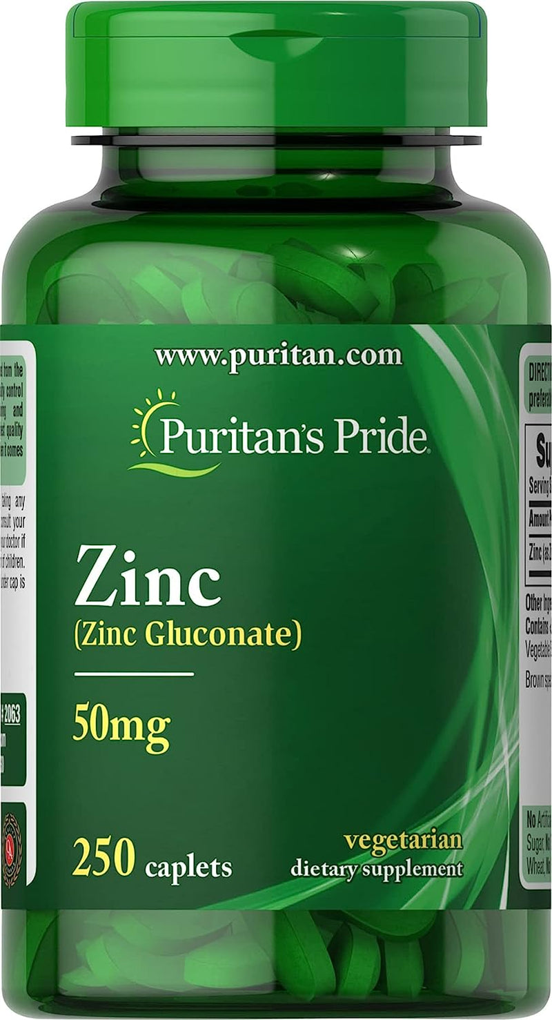 Puritan's Pride Zinc 50 Mg to Support Immune Health Tablets, 250 Count