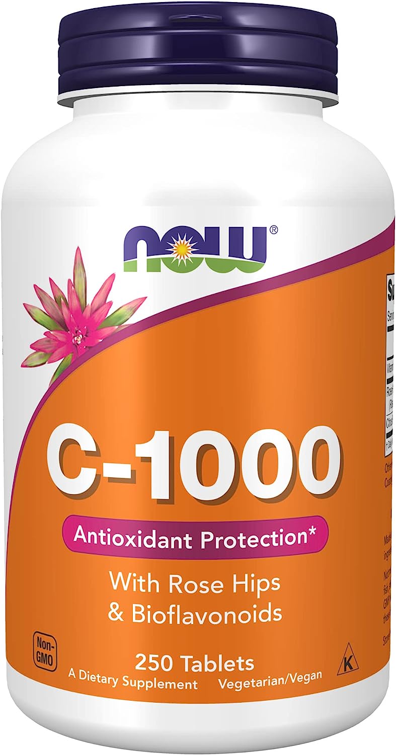NOW Supplements, Vitamin C-1,000 with Rose Hips & Bioflavonoids, Antioxidant Protection*, 250 Tablets