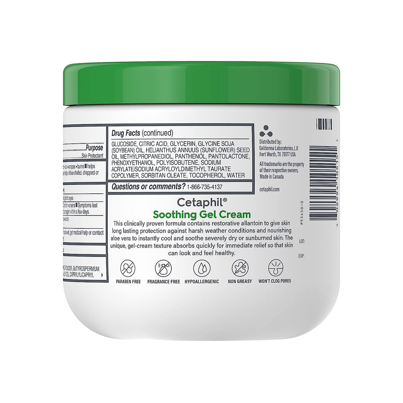 Cetaphil Soothing Gel-Cream with Aloe Instantly Soothes and Hydrates Sensitive Skin, Fragrance and Paraben Free, 16 oz