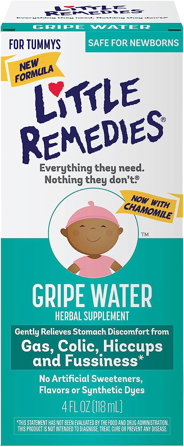 Little Remedies Gripe Water-No Alcohol, Sodium Bicarbonate, Artificial Color & Gluten Free-Safe for Newborns, 4 Fl. Oz