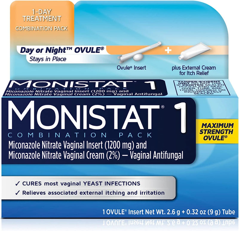 MONISTAT 1-Dose Yeast Infection Treatment For Women, 1 Ovule Insert & External Itch Cream