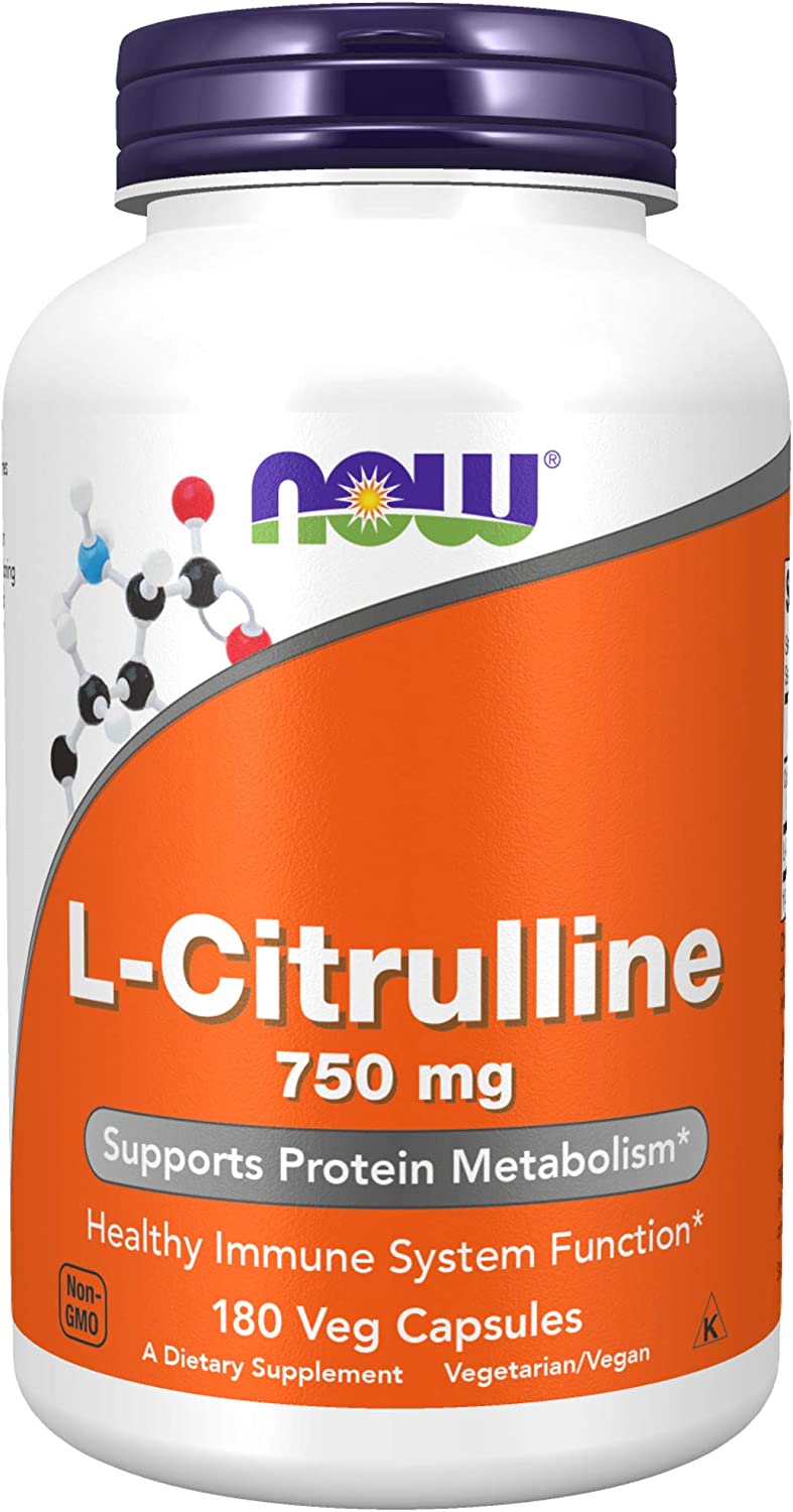 NOW Supplements, L-Citrulline 750 mg, Supports Protein Metabolism*, Amino Acid, 180 Veg Capsules