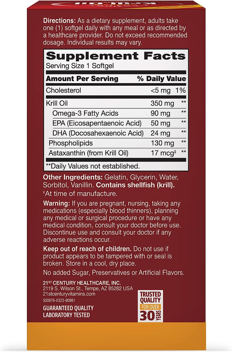 21st Century Krill Oil 350 Milligrams 60 Sgels