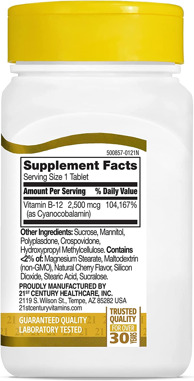 21st Century B-12 2500 mcg Sublingual Tablets, 110 Count