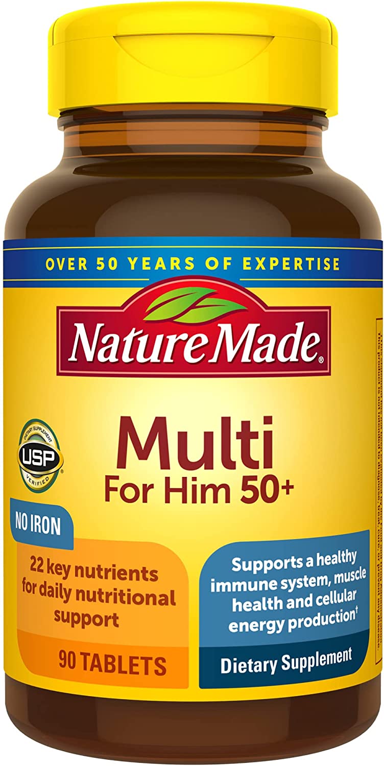 Nature Made Multivitamin For Him 50+, Mens Multivitamins for Daily Nutritional Support, Multivitamin for Men, 90 Tablets