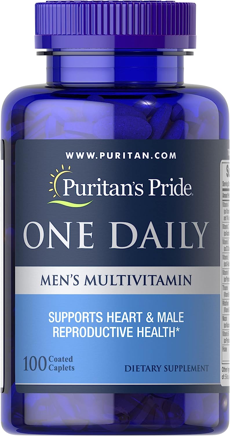 Puritans Pride One Daily Mens Multivitamin Caplets, 100 Count
