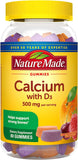 Nature Made Calcium Gummies 500 mg Per Serving with Vitamin D3, Dietary Supplement for Bone Support, 80 Gummies