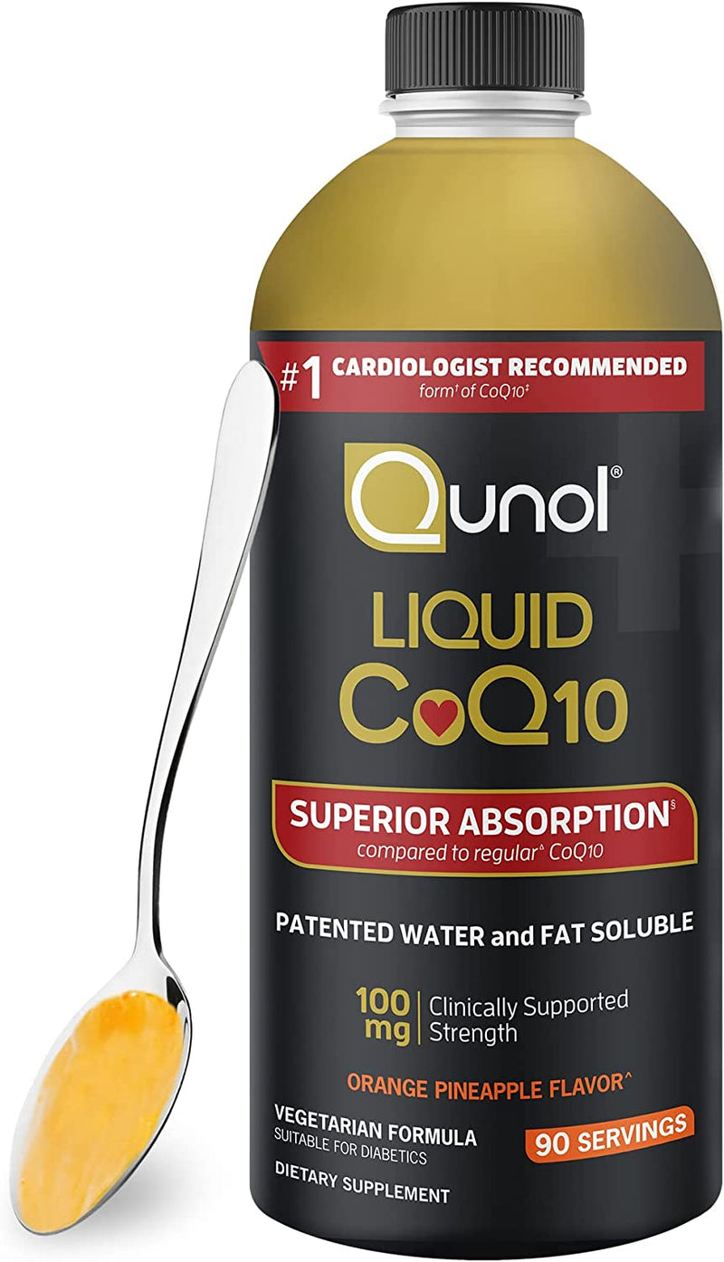 Qunol Liquid CoQ10 100mg, Superior Absorption Natural Supplement Form of Coenzyme Q10, Antioxidant for Heart Health, Orange Pineapple, 90 Servings, 30.4 Fl Oz
