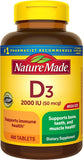 Nature Made Vitamin D3 2000 IU (50 mcg), Dietary Supplement for Bone, Teeth, Muscle and Immune Health Support, 400 Tablets