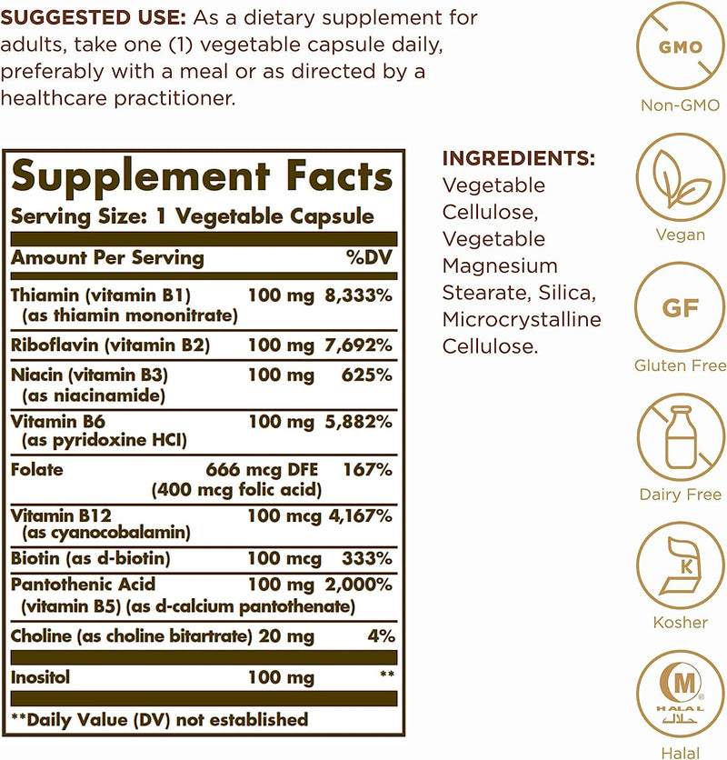 Solgar B-Complex "100" - 50 Vegetable Capsules