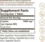 Solgar L-Lysine 1000 mg, 100 Tablets